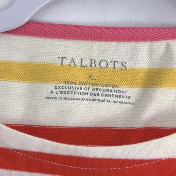 Talbots Authentic New Women’s XL Stripe Bateau Neckline Long Sleeve Tee - Picture 3 of 7
